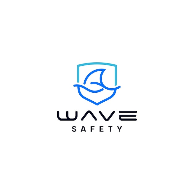 Diseño de logotipo de seguridad wave ocean shield