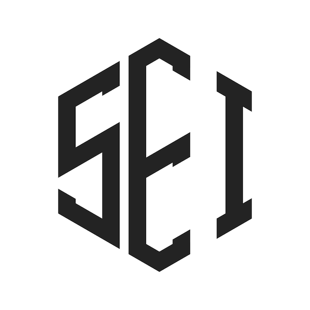 Diseño del logotipo SEI Letra inicial SEI Monograma Logotipo con forma de hexágono