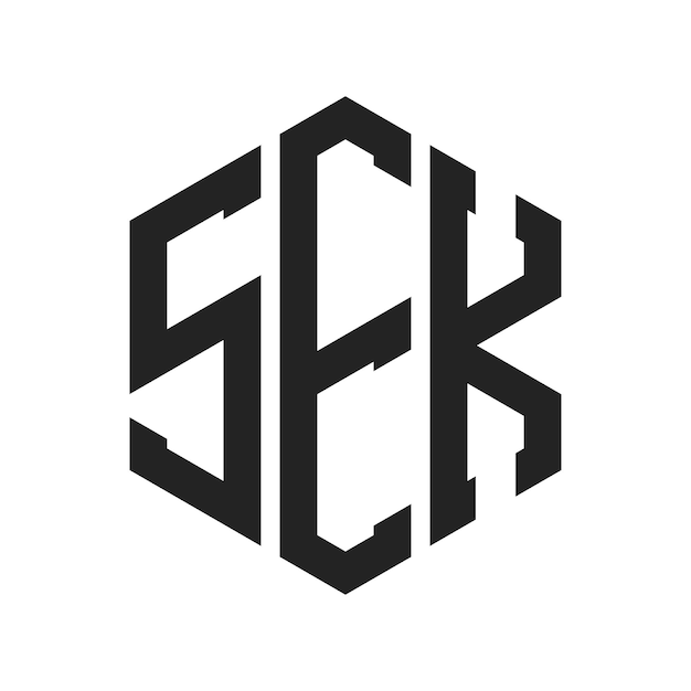 Diseño del logotipo SEK Letra inicial SEK Monograma Logotipo con forma de hexágono