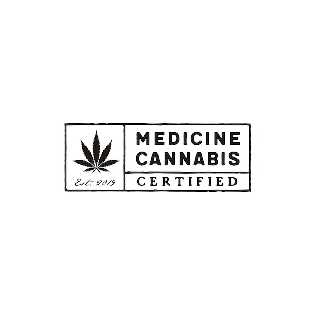 Diseño de logotipo de sello de cannabis rectángulo