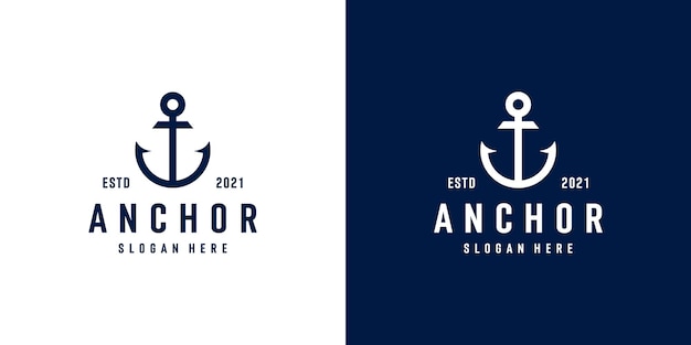 Diseño de logotipo de sello marino náutico ancla