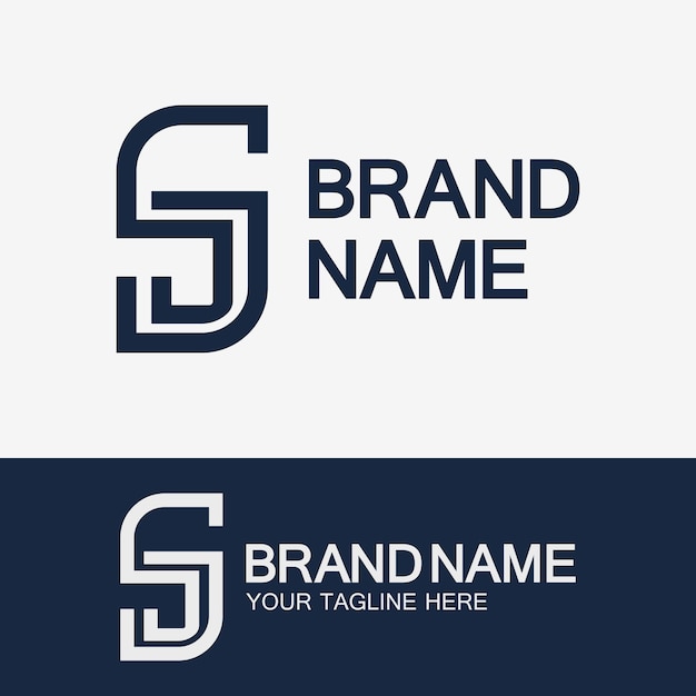 Diseño de logotipo sencillo con la letra creativa SJ o monograma JS
