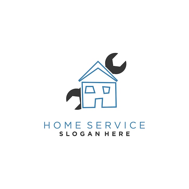 Diseño de logotipo de servicio de casa vectorial con elemento creativo único vector premium