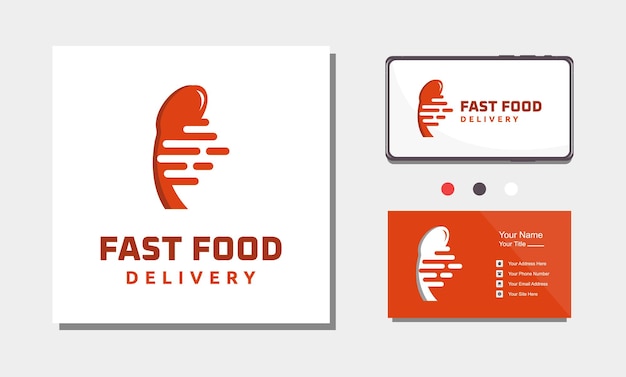 Diseño de logotipo de servicio de entrega de comida rápida de cuchara aislado sobre fondo blanco