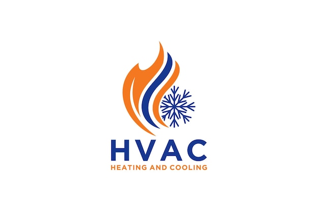 Diseño del logotipo del servicio HVAC con calefacción y refrigeración