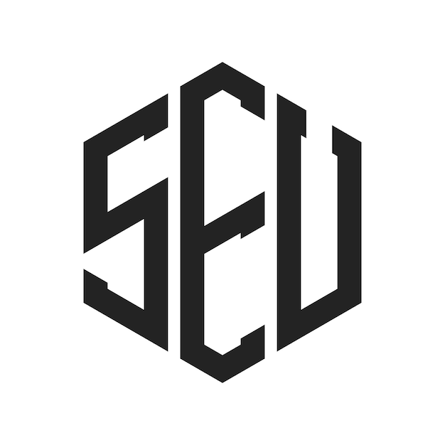 Diseño del logotipo SEU Letra inicial SEU Monograma Logotipo con forma de hexágono