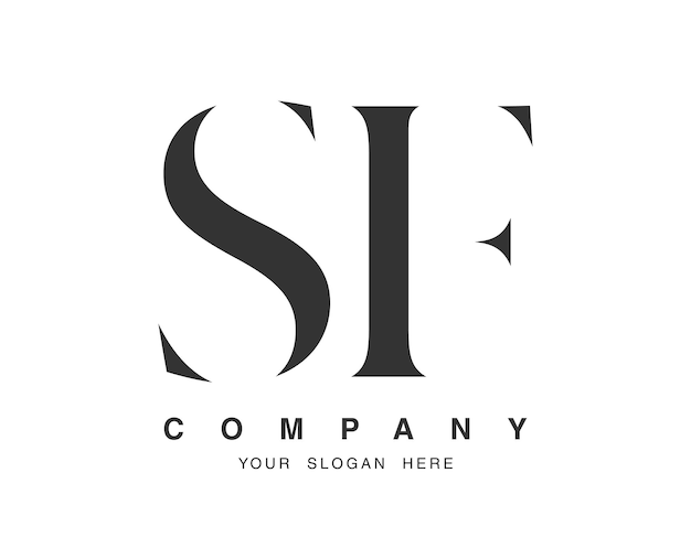 Diseño del logotipo SF Letras iniciales s y f estilo de fuente serif Nombre de empresa clásico creativo tipografía Logotipo o identidad de moda