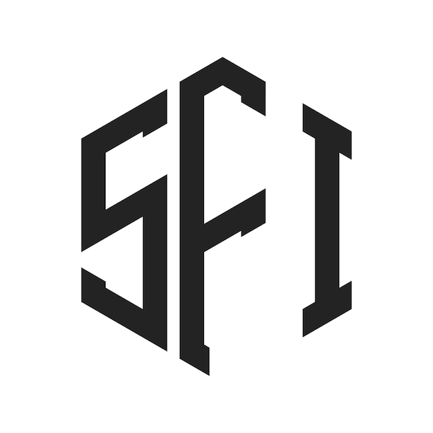 Diseño del logotipo SFI Letra inicial SFI Monograma Logotipo con forma de hexágono