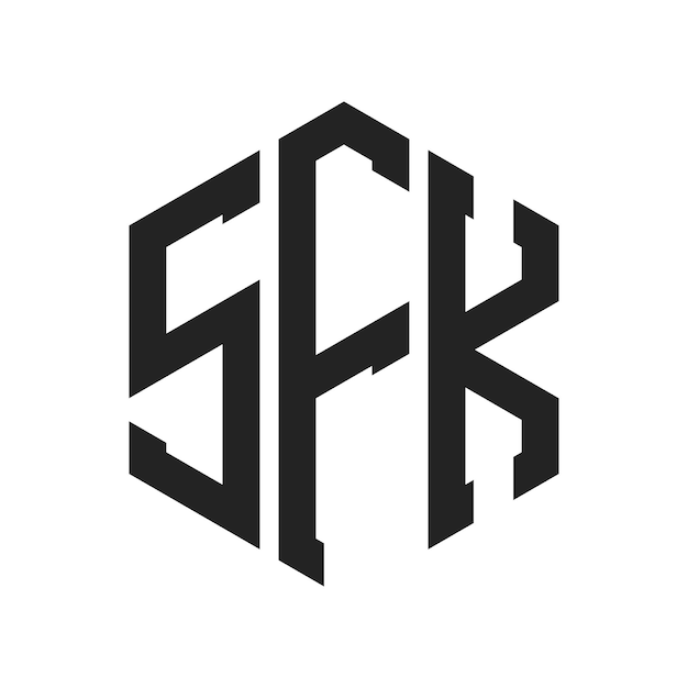 Diseño del logotipo SFK Letra inicial SFK Monograma Logotipo con forma de hexágono