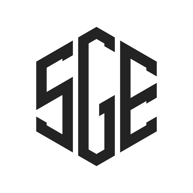 Diseño del logotipo SGE Letra inicial SGE Monograma Logotipo con forma de hexágono