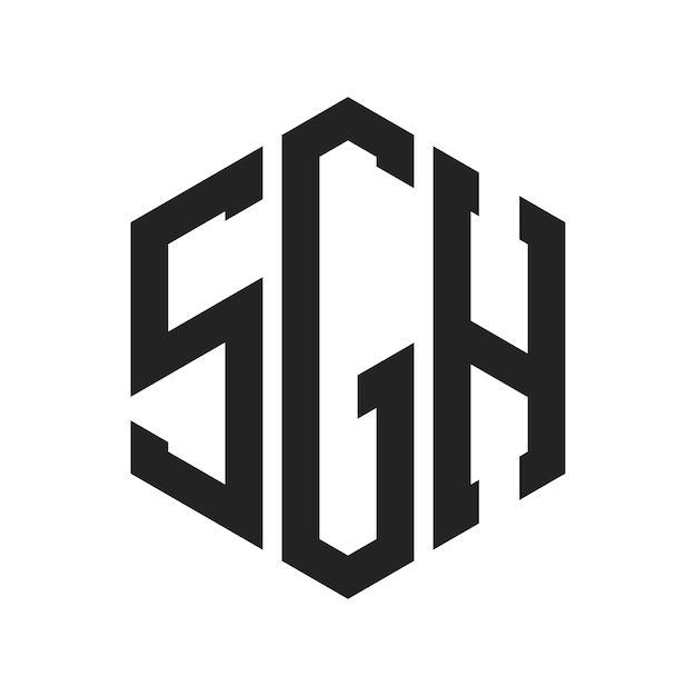 Diseño del logotipo SGH Letra inicial SGH Monograma Logotipo con forma de hexágono
