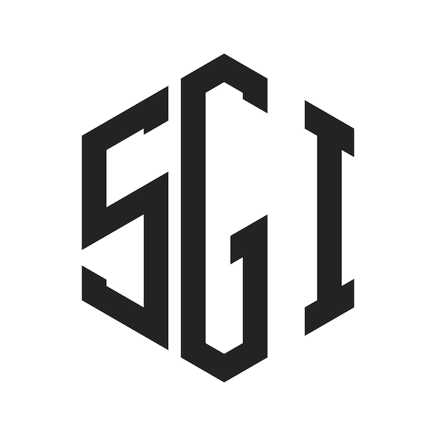 Diseño del logotipo SGI Letra inicial SGI Monograma Logotipo con forma de hexágono