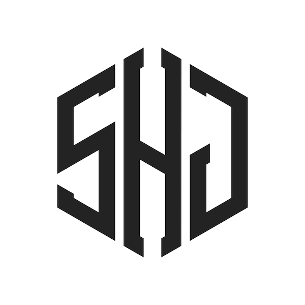 Diseño del logotipo de SHJ Letra inicial SHJ Monograma Logotipo con forma de hexágono