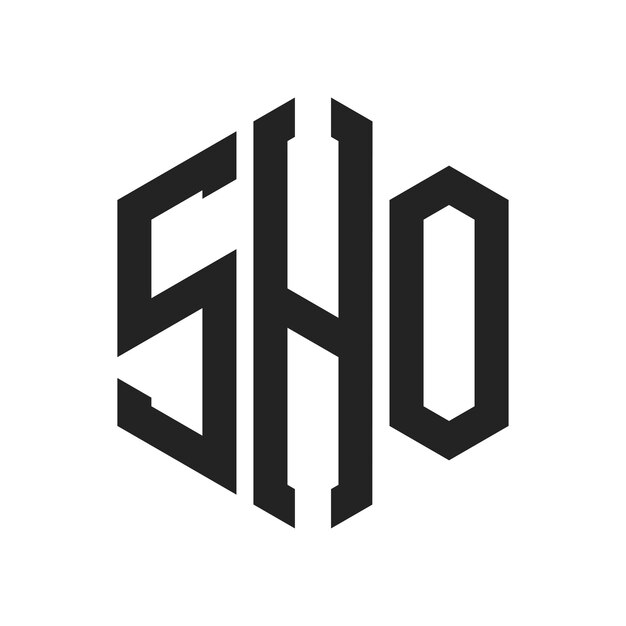 Diseño del logotipo SHO Letra inicial SHO Monograma Logotipo con forma de hexágono