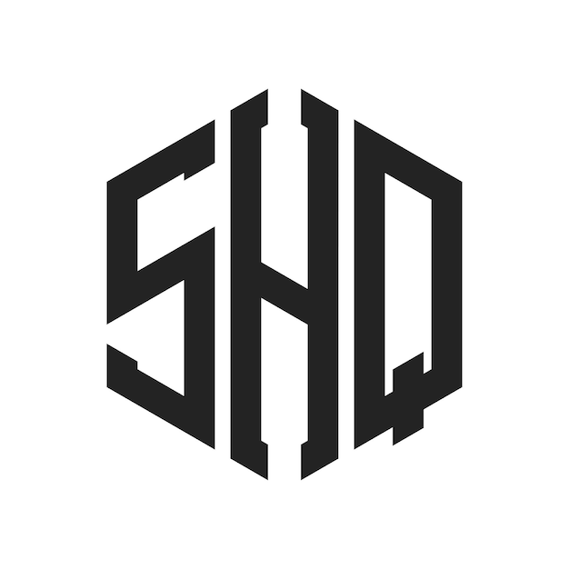 Diseño del logotipo SHQ Letra inicial SHQ Monograma Logotipo con forma de hexágono
