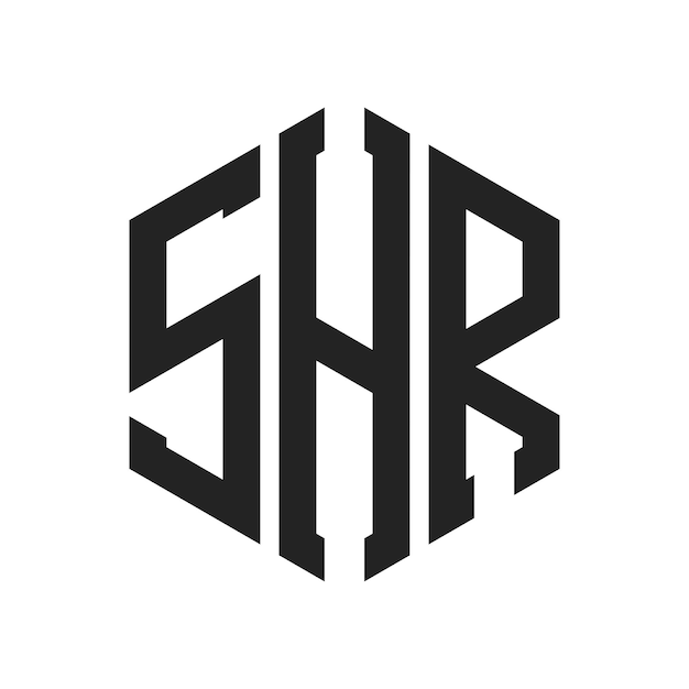 Diseño del logotipo SHR Letra inicial SHR Monograma Logotipo con forma de hexágono