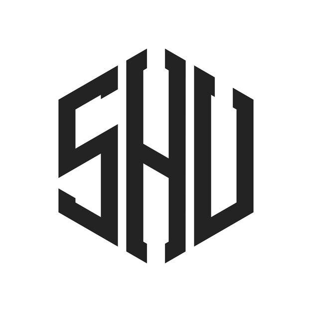 Diseño del logotipo de SHU Letra inicial SHU Monograma Logotipo con forma de hexágono