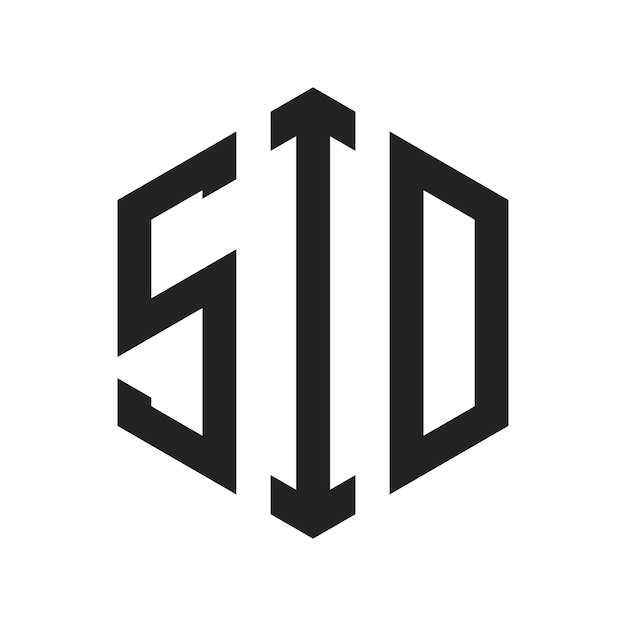 Diseño del logotipo SID Letra inicial SID Monograma Logotipo con forma de hexágono