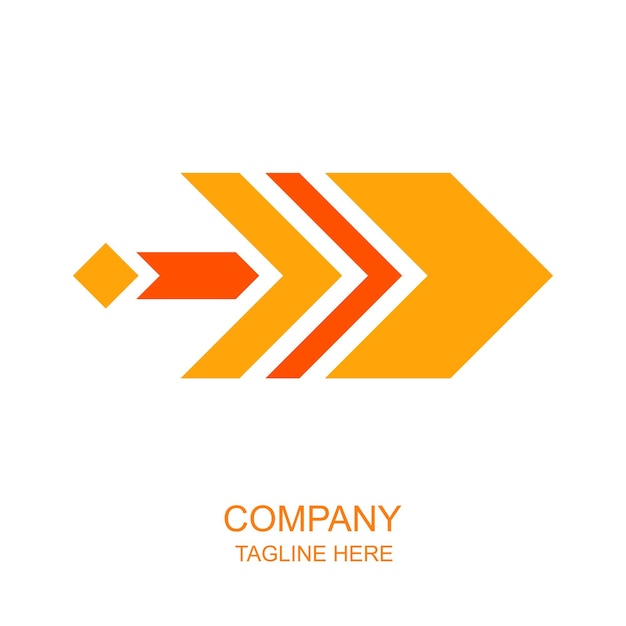 diseño de logotipo de signo de flecha naranja y amarillo