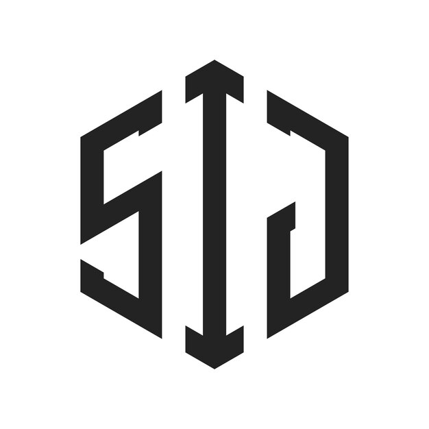 Diseño del logotipo SIJ Letra inicial SIJ Monograma Logotipo con forma de hexágono