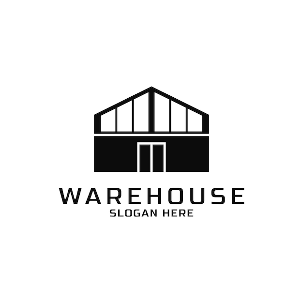 Diseño de logotipo de silueta de almacén moderno.