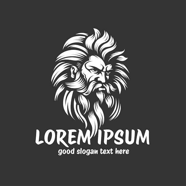 Diseño del logotipo de la silueta del anciano El anciano con la barba Símbolo del dios Zeus Fondo oscuro