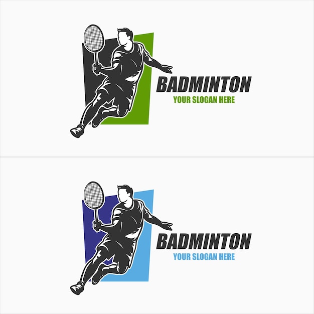 Vector diseño del logotipo de la silueta de bádminton