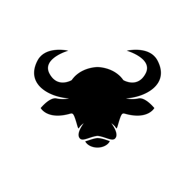 Diseño de logotipo de silueta de búfalo de ganado de cabeza de toro