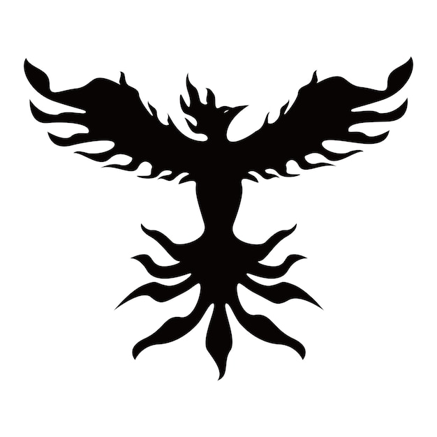 Vector diseño de logotipo de silueta de fénix pájaro de fuego en la mitología