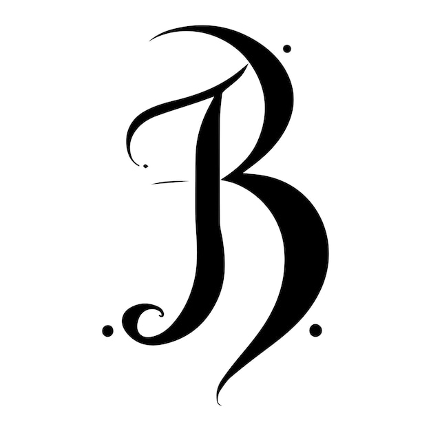 Diseño del logotipo de silueta negra de la letra B con fondo blanco