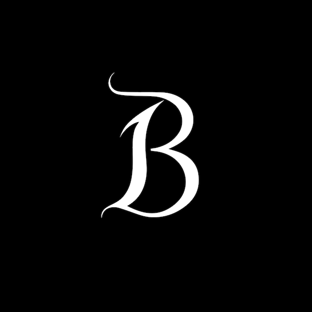 Diseño del logotipo de silueta negra de la letra B con fondo blanco