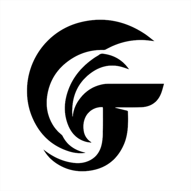 Diseño del logotipo de silueta negra de la letra Q con fondo blanco