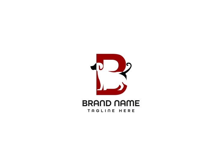 Diseño del logotipo de la silueta del perro dentro de la letra B
