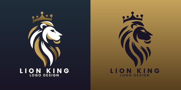 Diseño del logotipo de la silueta del rey león con gradiente vectorial plantilla de icona del logotipo