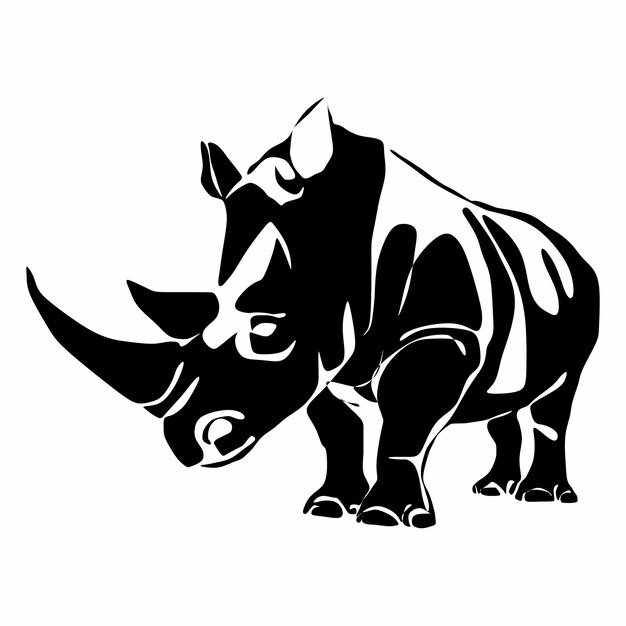 Diseño del logotipo de la silueta de rinoceronte Emblema abstracto de animales salvajes Símbolo fuerte de rinocerontes