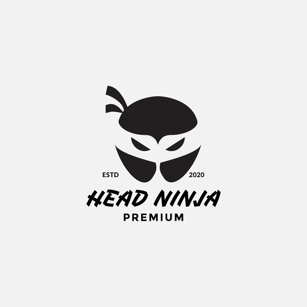 Vector diseño de logotipo de silueta simple cara de cabeza ninja