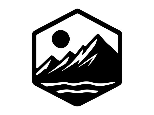Diseño del logotipo de la silueta vectorial de la montaña