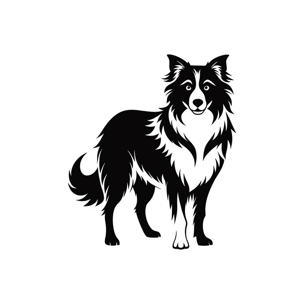 Diseño del logotipo de la silueta vectorial del perro Border Collie