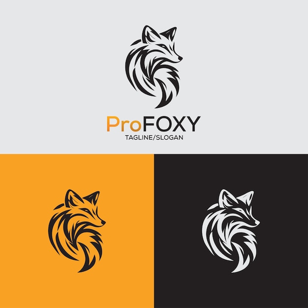 Diseño de logotipo de silueta de zorro