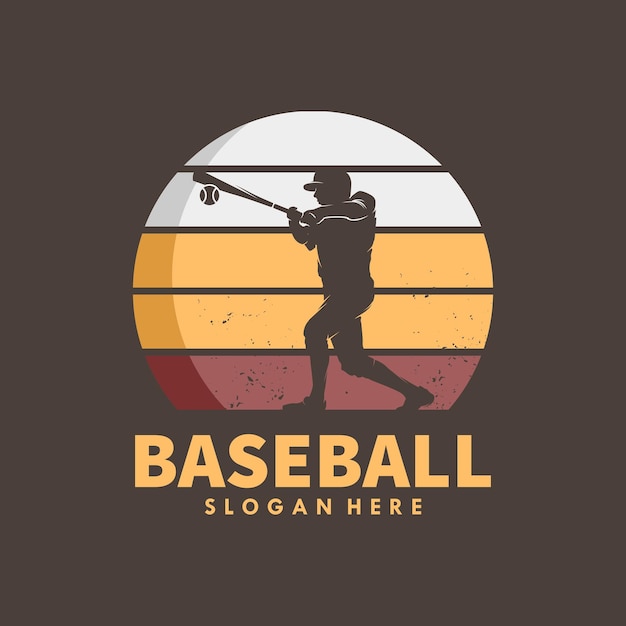 Diseño de logotipo de siluetas vectoriales de jugadores de béisbol