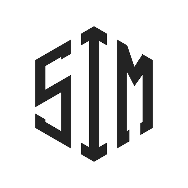 Diseño del logotipo de la SIM Letra inicial del logotipo del monograma de la SIM con forma de hexágono