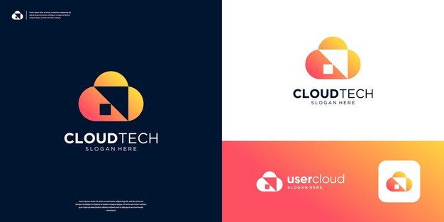 Diseño del logotipo del símbolo de la flecha simple en la nube