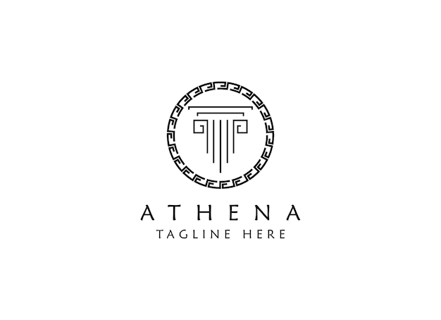 Diseño del logotipo del símbolo griego antiguo de Atenas