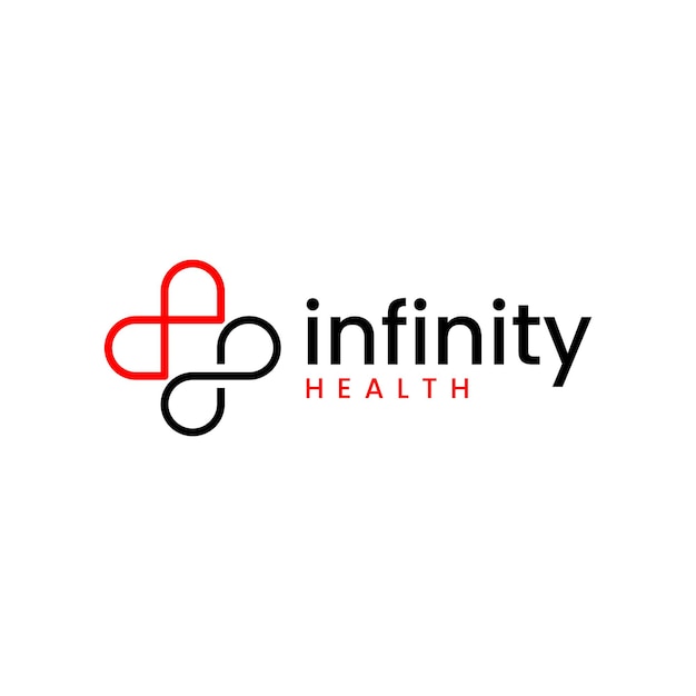 diseño de logotipo de símbolo más e infinito. logotipo abstracto de salud, médico y tecnología.