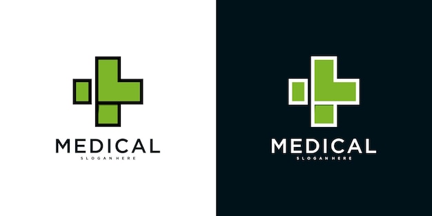 Diseño del logotipo del símbolo de los servicios médicos de salud Premium Vector