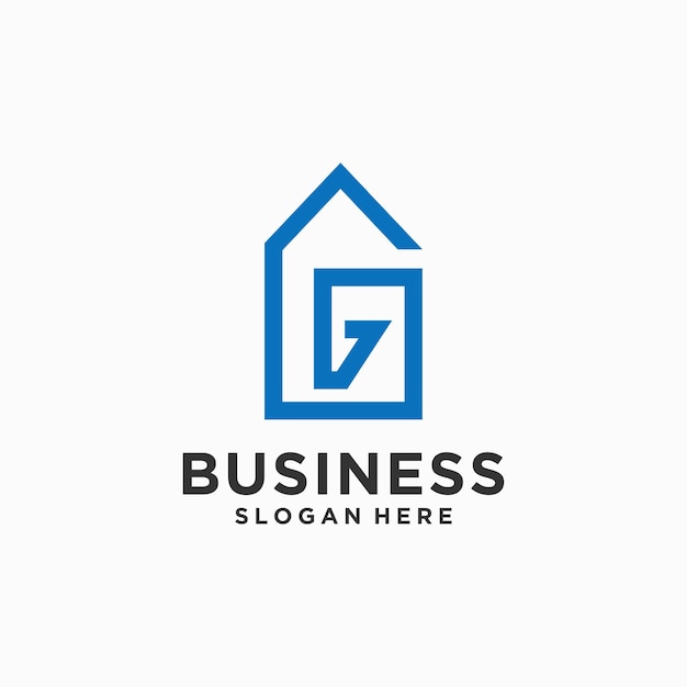 Diseño de logotipo de símbolo de signo de casa de la letra inicial G
