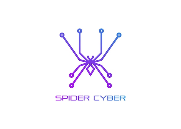 Diseño de logotipo de símbolo de tecnología de circuito de combinación de araña animal de ilustración