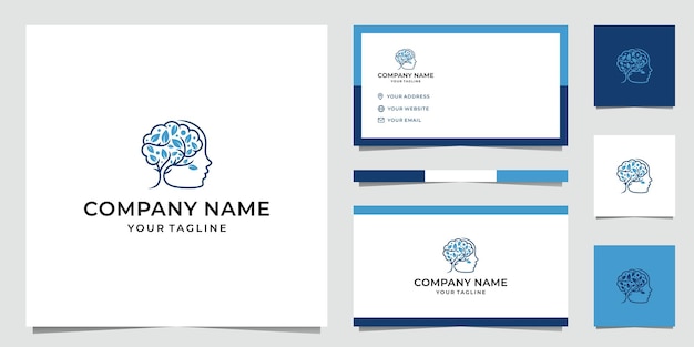 Diseño de logotipo simple de árbol cerebral 3