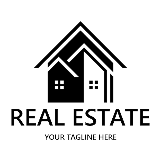 diseño de logotipo simple de bienes raíces edificio rascacielos propiedad negocio apartamento arquitectura vector