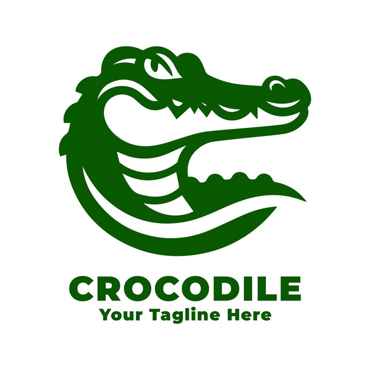Vector diseño de logotipo simple de cocodrilo con fondo plano